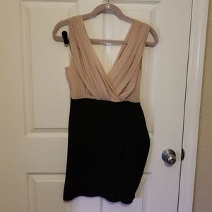 Two tone double V mini dress